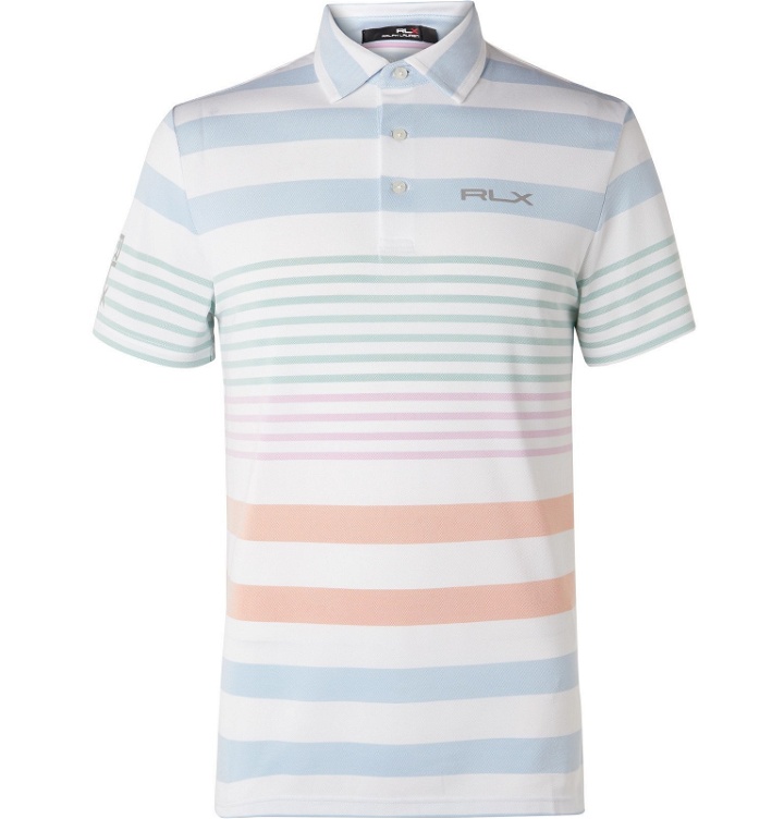 Photo: RLX Ralph Lauren - Striped Stretch-Piqué Golf Polo Shirt - White