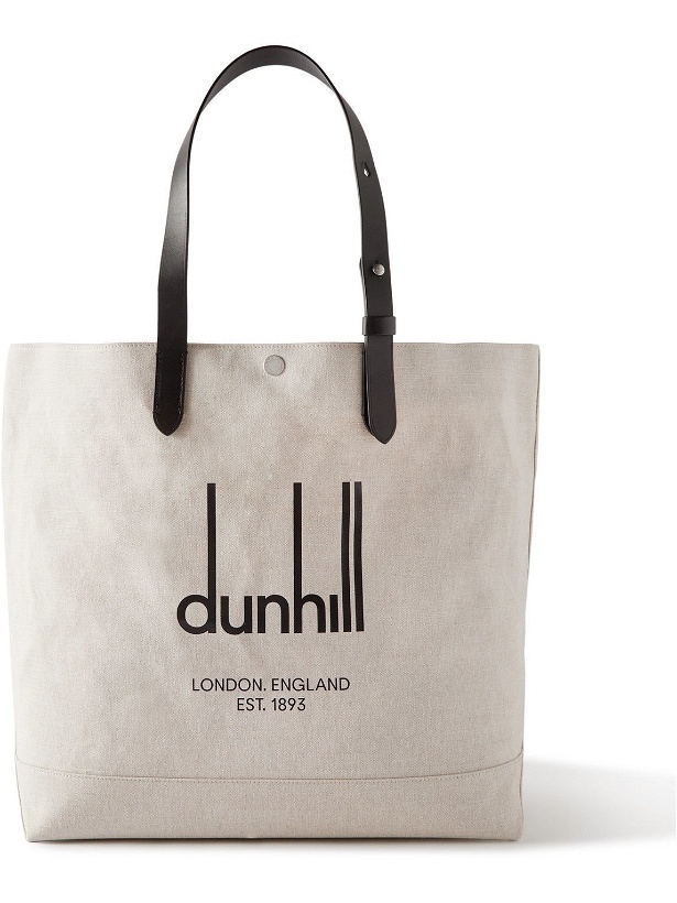 Photo: Dunhill - Legacy Logo-Print Leather-Trimmed Canvas Tote Bag