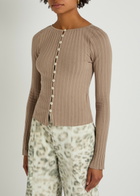 Free People Tilly Ribbed Stretch-cotton top Taupe
