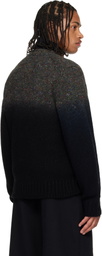sacai Black & Gray Garment Dye Wool Knit Sweater