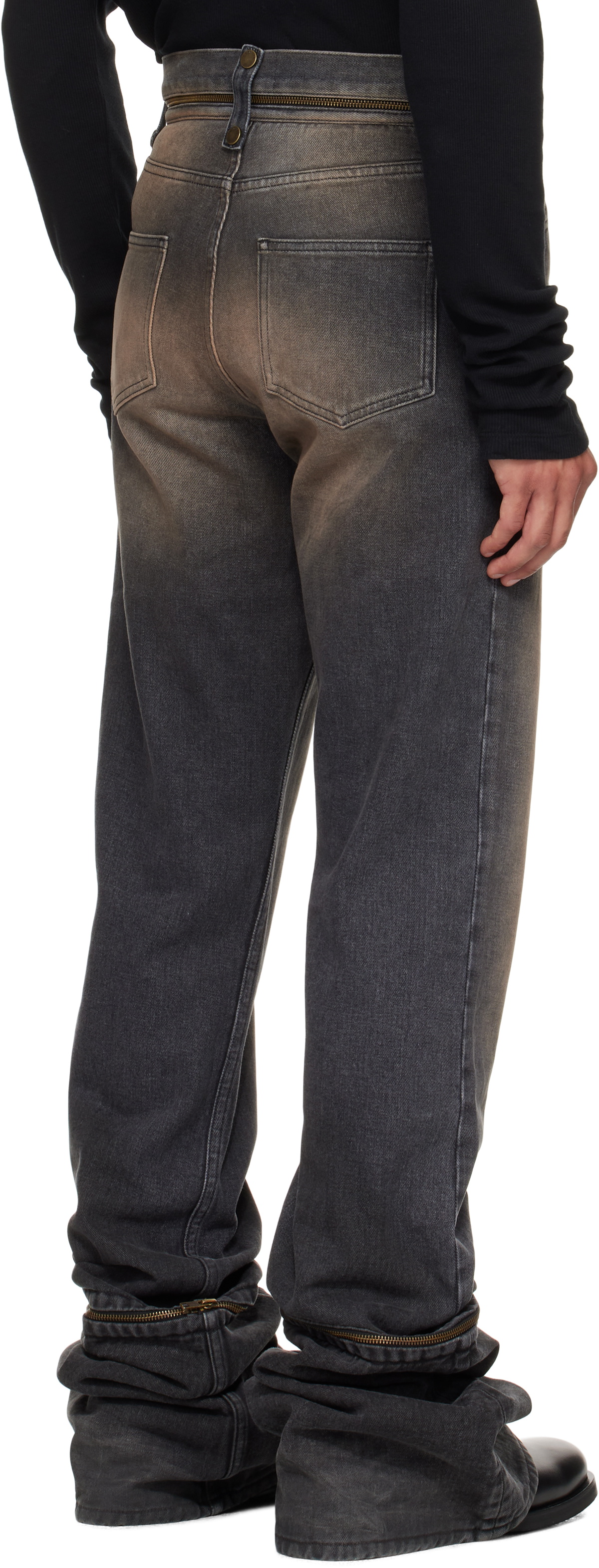 EGONlab Black & Brown Fitted Jeans