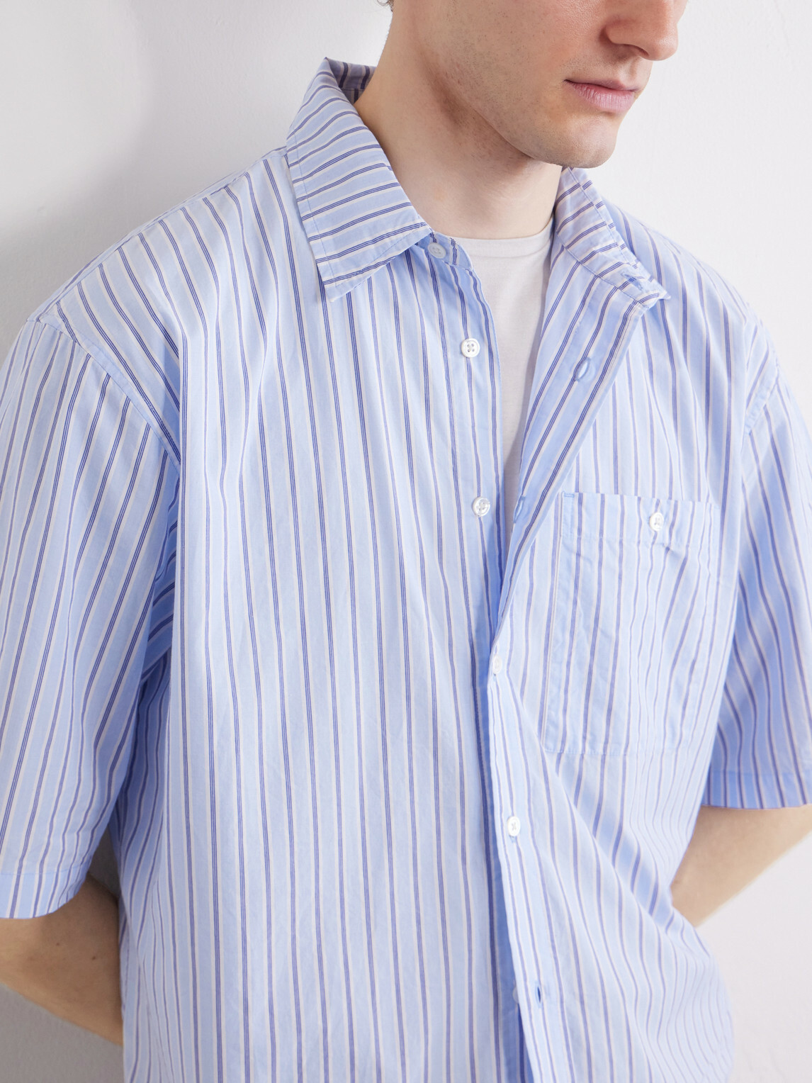 3sixteen - Striped Cotton-Poplin Shirt - Blue