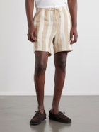 Kardo - Olbia Straight-Leg Striped Cotton Drawstring Shorts - Neutrals