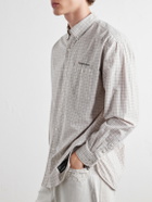 Neighborhood - Logo-Embroidered Checked Cotton-Poplin Shirt - White