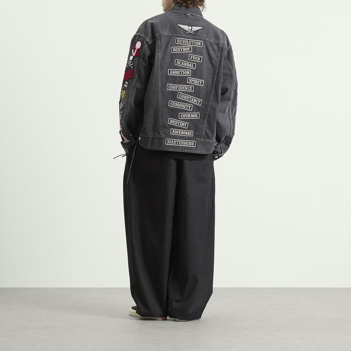 MASTERMIND WORLD Men's Patched Denim Jacket in Black