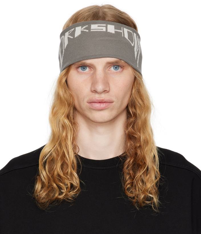 Rick Owens Drkshdw Black Logo Headband In 0961 Black/oyster 