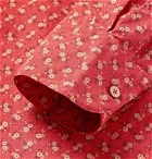 Incotex - Slim-Fit Grandad-Collar Printed Cotton and Linen-Blend Shirt - Men - Red