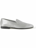 Manolo Blahnik - Mario Leather-Trimmed Metallic Calf Hair Loafers - Silver