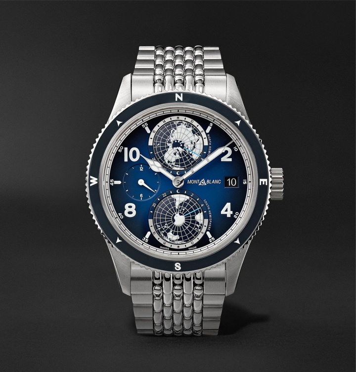Photo: MONTBLANC - 1858 Geosphere Automatic 42mm Titanium and Stainless Steel Watch, Ref. No. 125567 - Silver