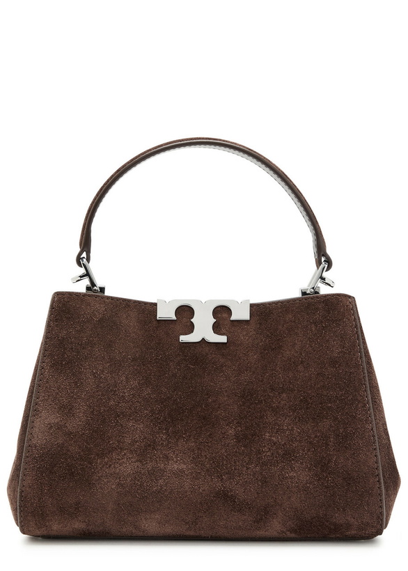 Photo: Tory Burch Eleanor Mini T-logo Suede top Handle bag - Dark Brown - One Size