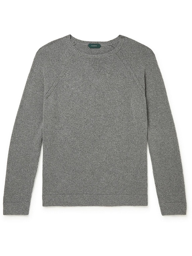 Photo: Incotex - Cotton-Blend Bouclé Sweater - Gray