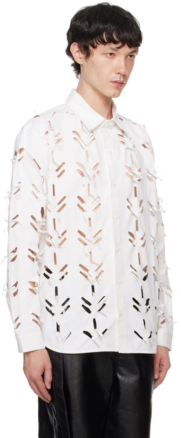 Juntae Kim White Laser-Slashed Shirt