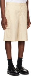 Lacoste Beige Straight Fit Printed Bermuda Shorts