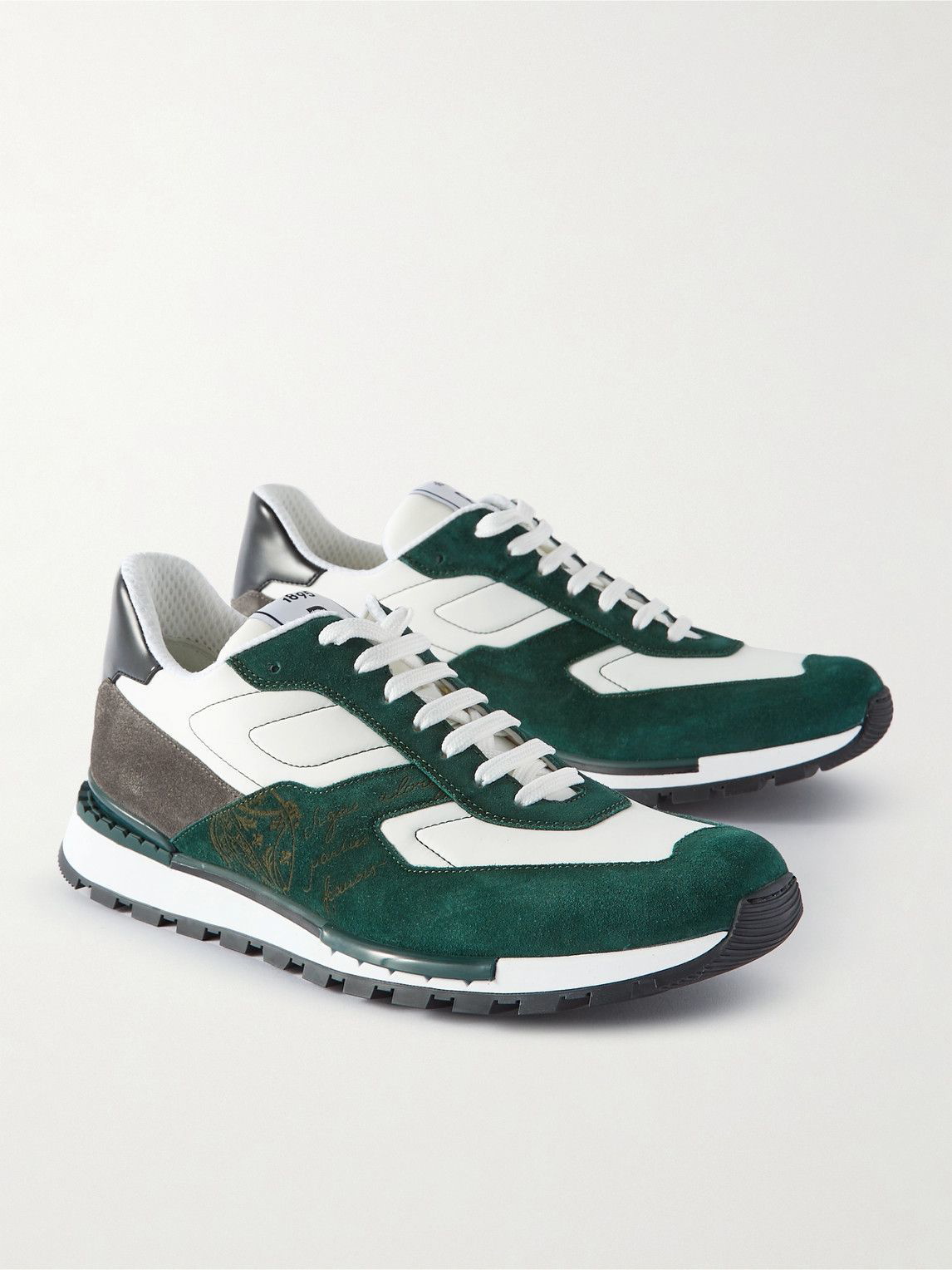 Berluti - Shell and Leather-Trimmed Suede Sneakers - Green Berluti