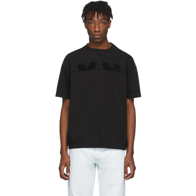 Photo: Maison Margiela Black Embroidered Logo T-Shirt