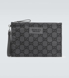 Gucci GG leather-trimmed pouch