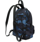Valentino - Valentino Garavani Leather-Trimmed Camouflage-Print Canvas Backpack - Blue
