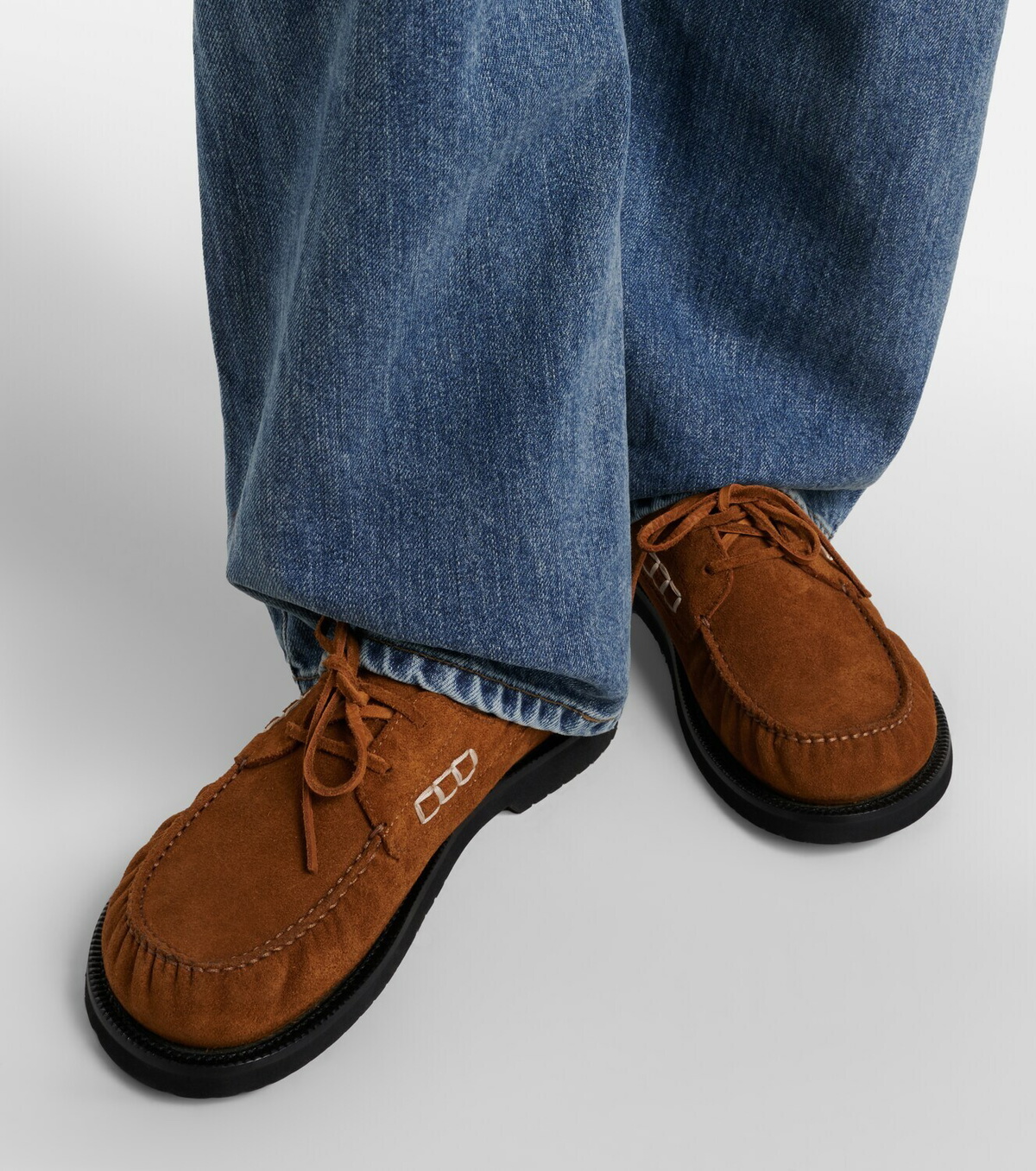 JW Anderson Ruffled suede boat shoes
