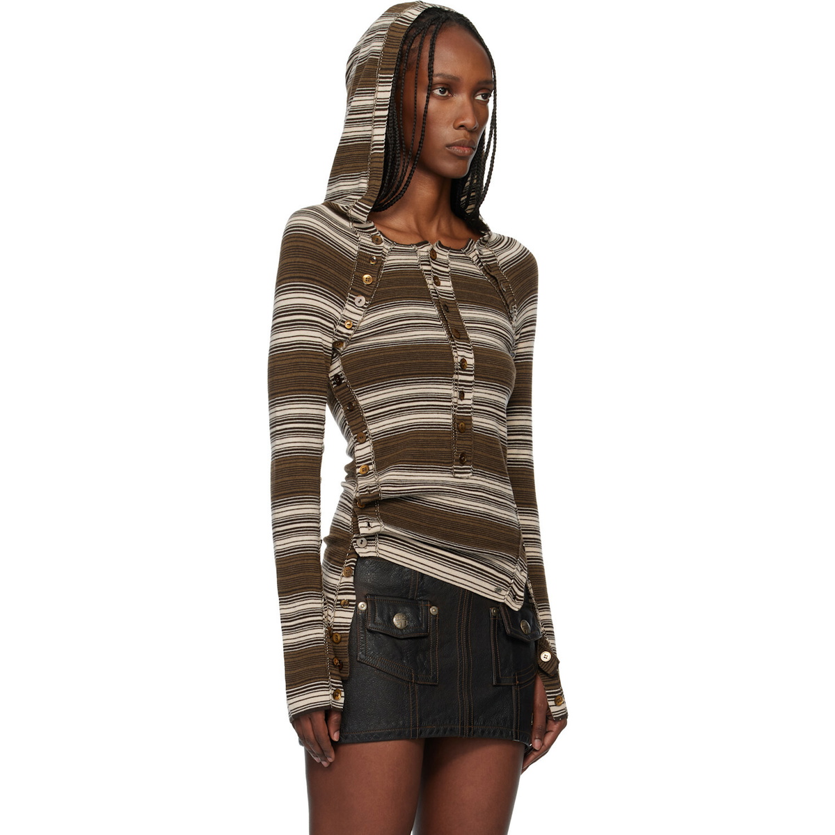 Miss Sixty Brown KNWLS Edition Striped Hoodie