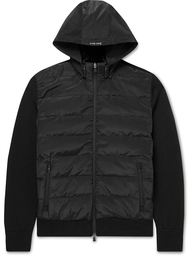 Photo: Herno Laminar - Niseko Panelled Quilted Knitted and Shell Hooded Down Jacket - Black