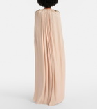 Costarellos Sireen caped embellished georgette gown