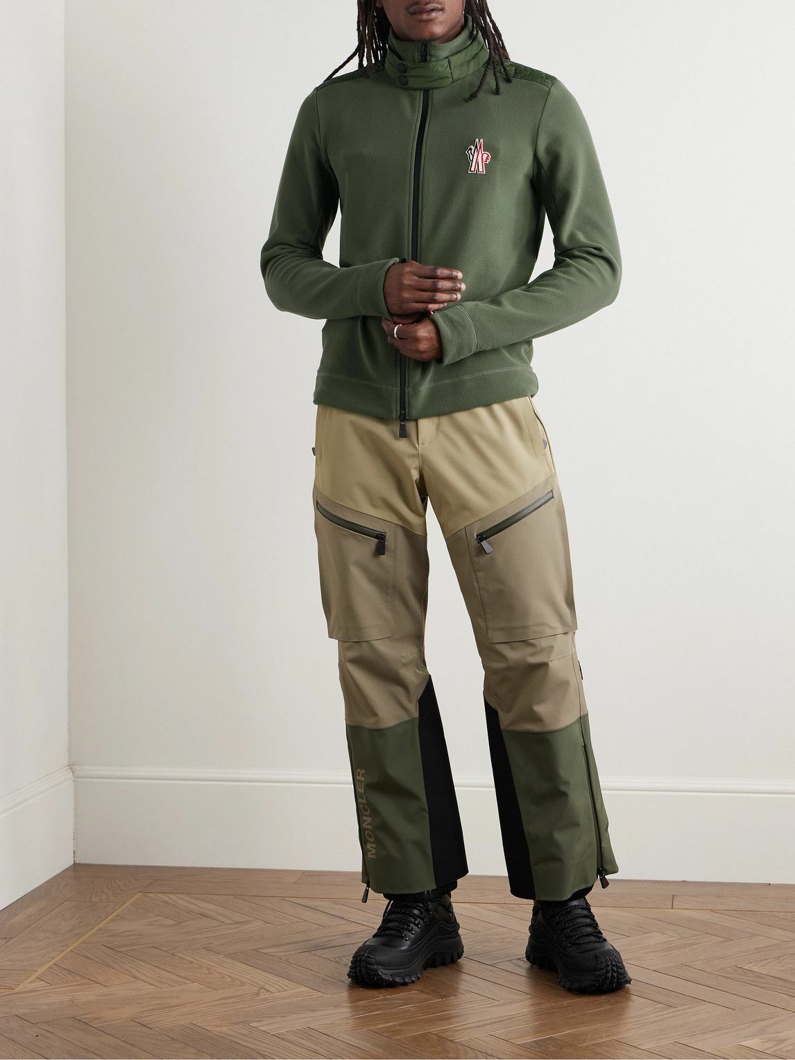 Moncler Grenoble - Logo-Appliquéd Shell-Trimmed Fleece Zip-Up Sweatshirt - Green