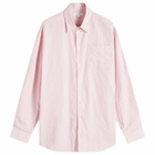 Sporty & Rich Hotel du Cap Cursive Oversized Shirt in Pink/White Thin Stripe White