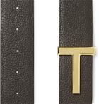 TOM FORD - 4cm Dark-Brown and Black Reversible Full-Grain Leather Belt - Dark brown