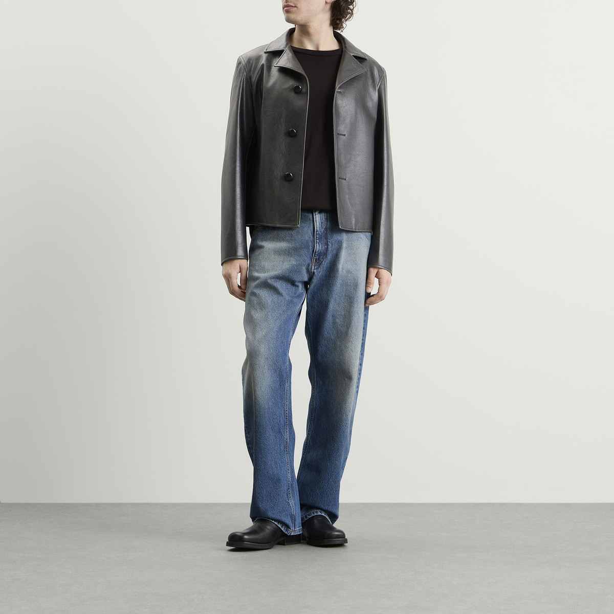 MM6 Maison Margiela Men's Faux Leather Jacket in Black