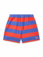 BODE - Clubhouse Wide-Leg Logo-Embroidered Striped Cotton-Jersey Shorts - Red