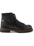 Belstaff - Gorge Nubuck-Trimmed Leather Boots - Black