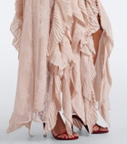 Blumarine Ruffled tie-neck lace gown