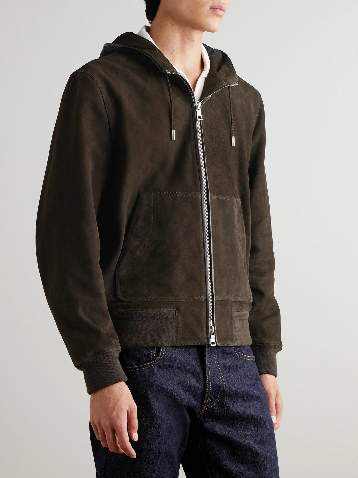 Mr P. - Suede Hoodie - Brown