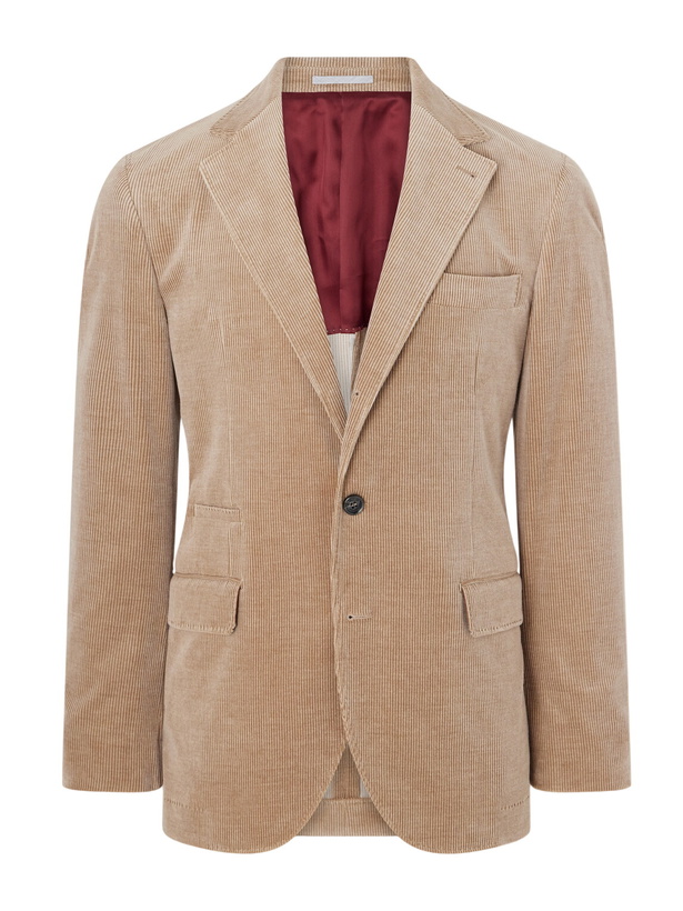 Photo: Brunello Cucinelli - Cotton-Blend Corduroy Suit Jacket - Brown