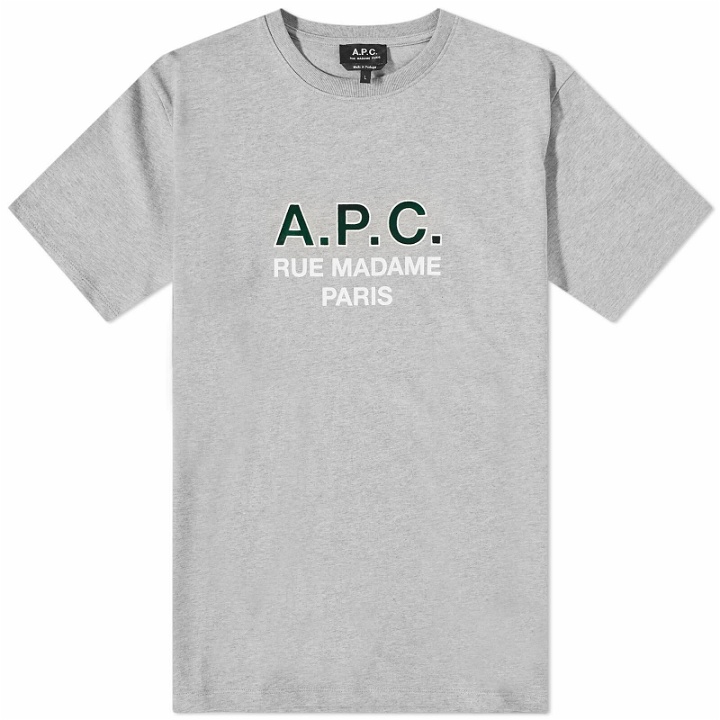 Photo: A.P.C. Men's Madame Logo T-Shirt in Heathered Grey