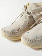 Visvim - FBT Lhamo-Folk Embellished Fringed Suede Ankle Boots - Neutrals