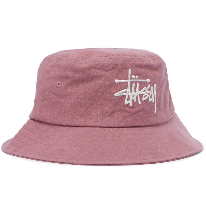 Photo: Stüssy - Logo-Embroidered Cotton-Canvas Bucket Hat - Pink