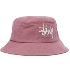 Stüssy - Logo-Embroidered Cotton-Canvas Bucket Hat - Pink