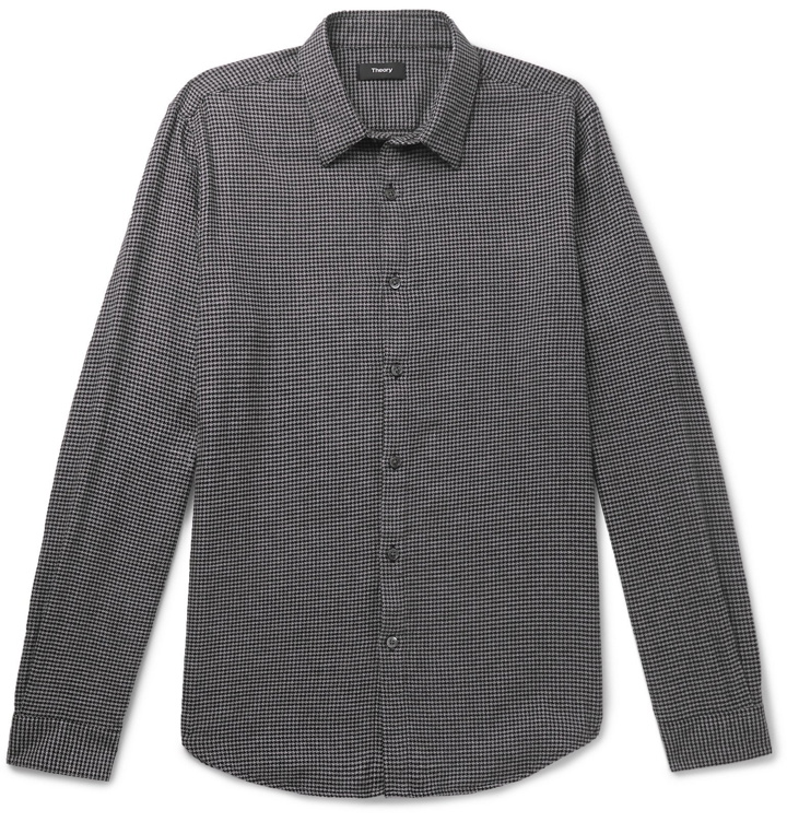 Photo: Theory - Irving Houndstooth Cotton Shirt - Gray