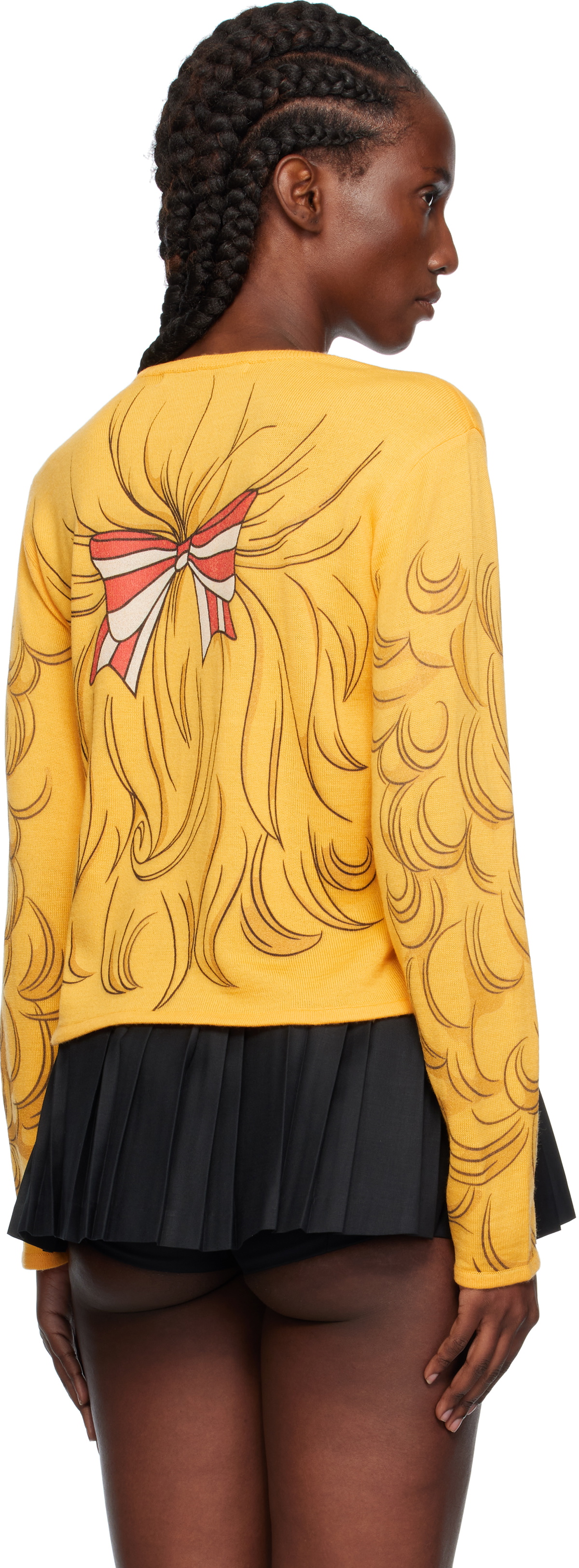 Pushbutton Yellow Crying Girl Fitted Knit Sweater