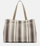 Brunello Cucinelli Monili Medium striped raffia tote bag