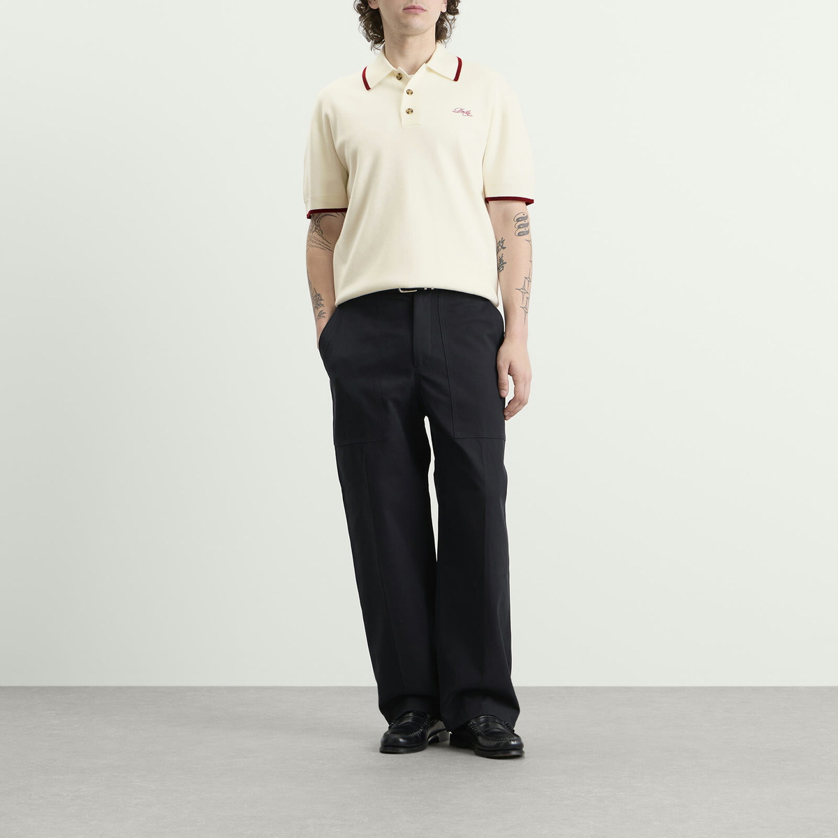 Drôle de Monsieur Men's Drôle Polo in Off White