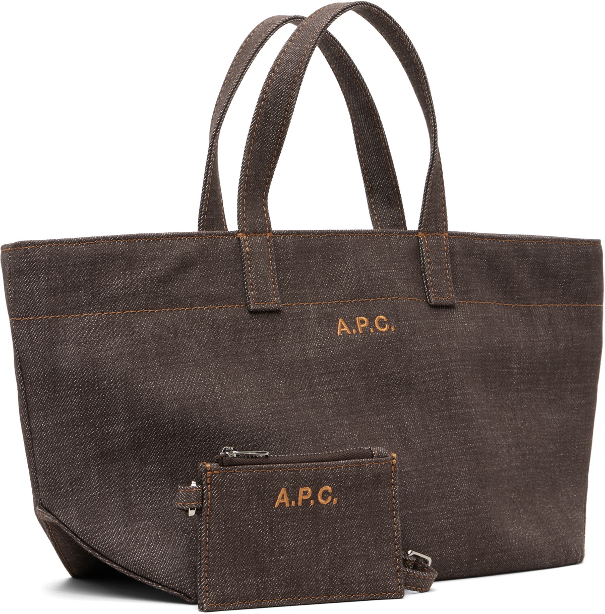 A.P.C. Brown 'Le Drummer' Toile Small Tote