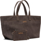 A.P.C. Brown 'Le Drummer' Toile Small Tote