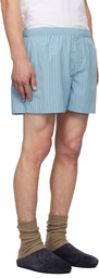 Tekla SSENSE Exclusive Blue AURALEE Edition Boxer Pyjama Shorts
