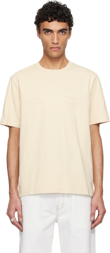 Photo: Maison Kitsuné Beige Crafted Profile Fox Comfort T-shirt