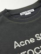 Acne Studios - Oversized Distressed Logo-Print Cotton and Hemp-Blend Jersey T-shirt - Gray