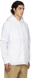 Juun.J White Double Sleeve Hoody Shirt