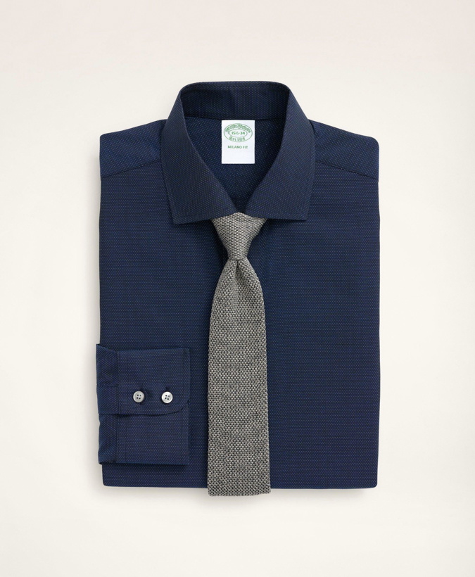 Photo: Brooks Brothers Men's Milano Slim-Fit Dress Shirt, Dobby English Collar Solid | Navy