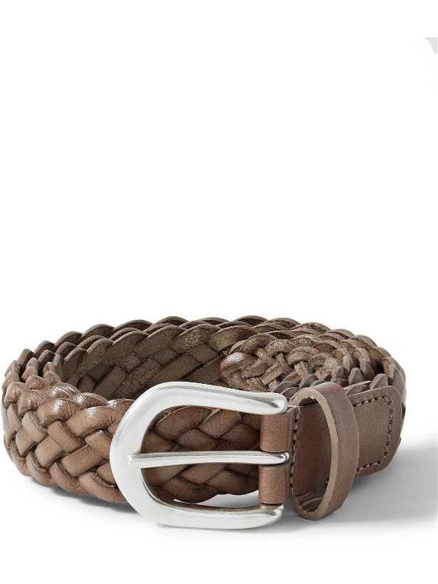Photo: Anderson's - 2.5cm Woven Leather Belt - Brown
